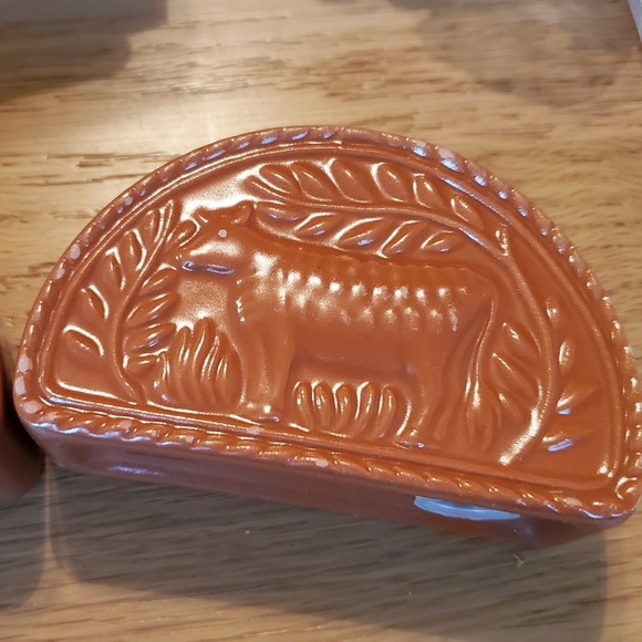 NEW Avon Terra Cotta Salt n Pepper Shakers Cow Rooster Weiss - Picture 2 of 11